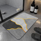 Modern Geometric Bath Mat Polyester Textile Non Slip | Kelmera
