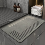 Modern Geometric Bath Mat Polyester Textile Non Slip | Kelmera