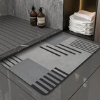 Modern Geometric Bath Mat Polyester Textile Non Slip | Kelmera