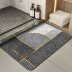 Modern Geometric Bath Mat Polyester Textile Non Slip | Kelmera