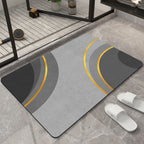 Modern Geometric Bath Mat Polyester Textile Non Slip | Kelmera