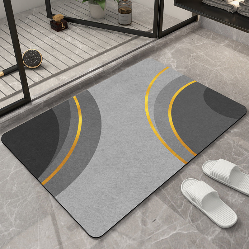 Modern Geometric Bath Mat Polyester Textile Non Slip | Kelmera