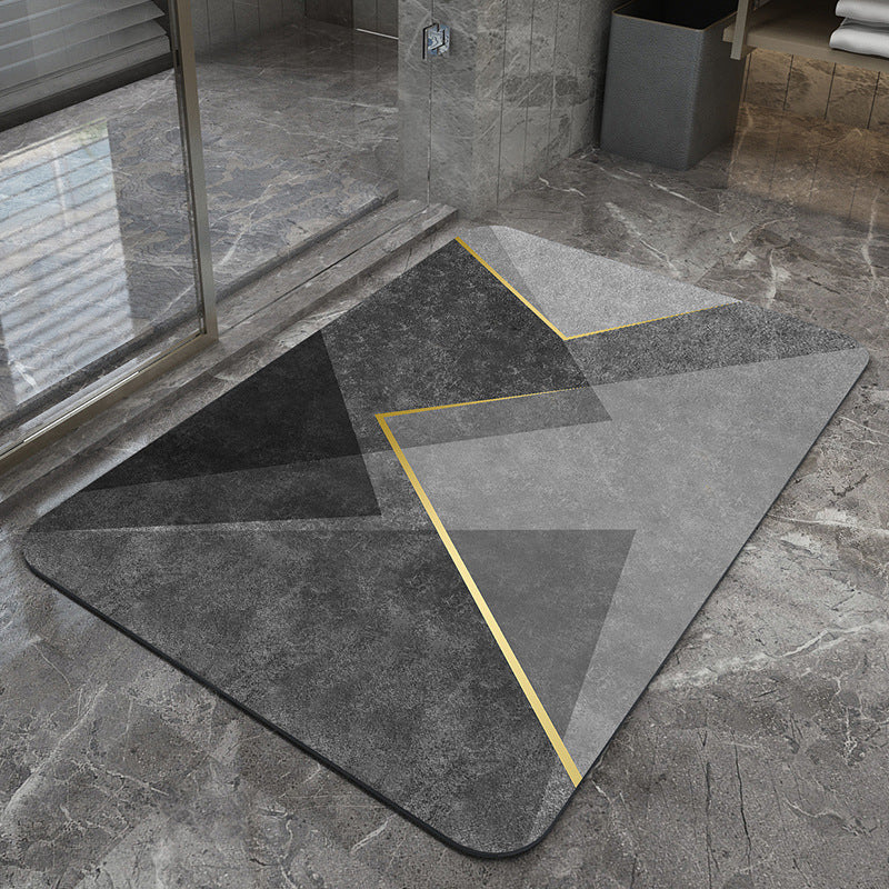 Modern Geometric Bath Mat Polyester Textile Non Slip | Kelmera