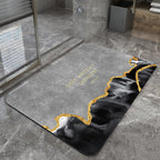 Modern Geometric Bath Mat Polyester Textile Non Slip | Kelmera