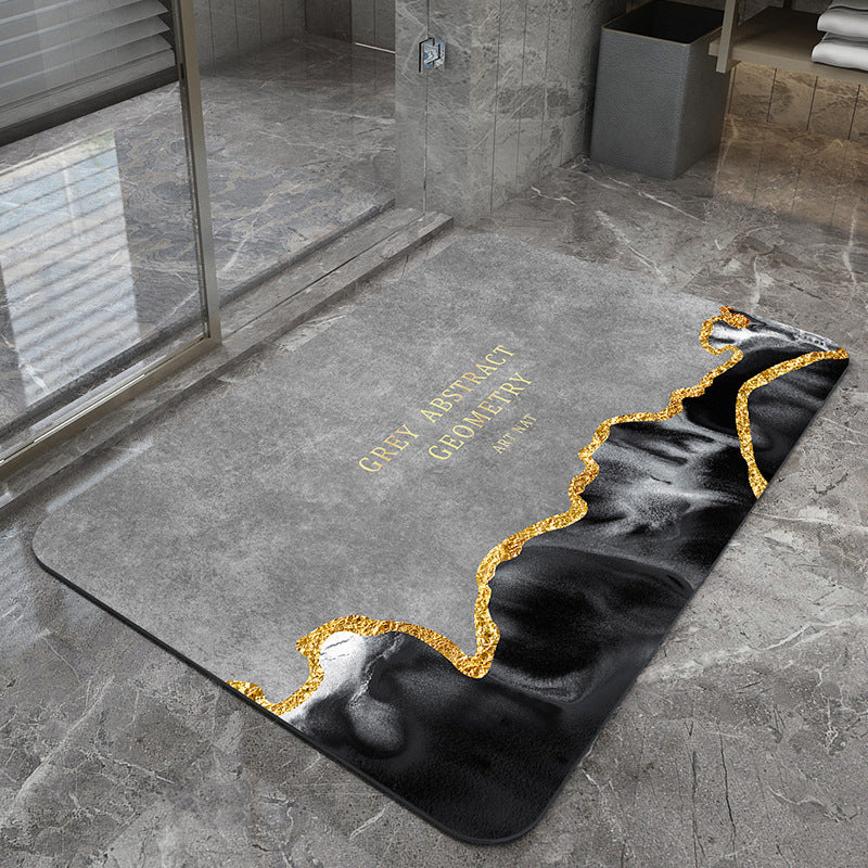 Modern Geometric Bath Mat Polyester Textile Non Slip | Kelmera