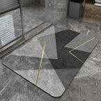 Modern Geometric Bath Mat Polyester Textile Non Slip | Kelmera