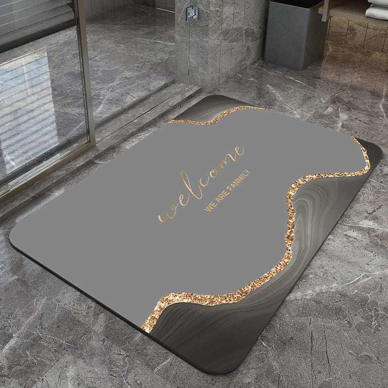 Modern Geometric Bath Mat Polyester Textile Non Slip | Kelmera