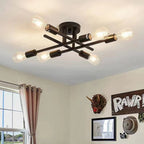 Modern Industrial Crossbar Four-Light Semi-Flush Ceiling Light | Kelmera