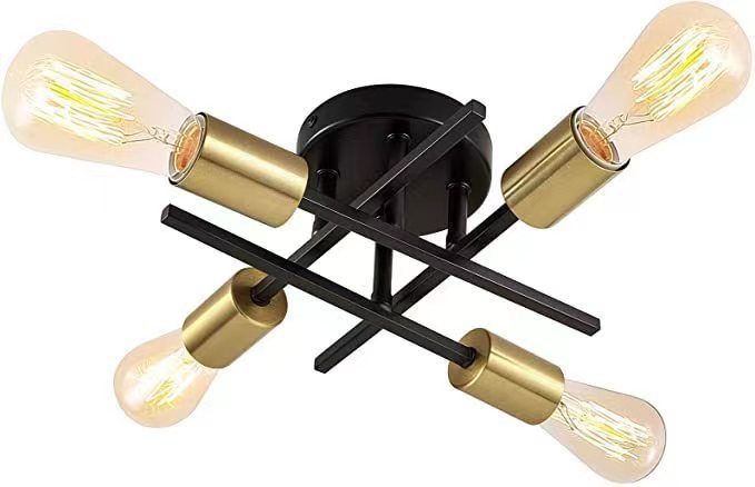 Modern Industrial Crossbar Four-Light Semi-Flush Ceiling Light | Kelmera