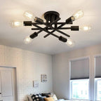 Modern Industrial Crossbar Four-Light Semi-Flush Ceiling Light | Kelmera