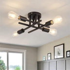 Modern Industrial Crossbar Four-Light Semi-Flush Ceiling Light | Kelmera
