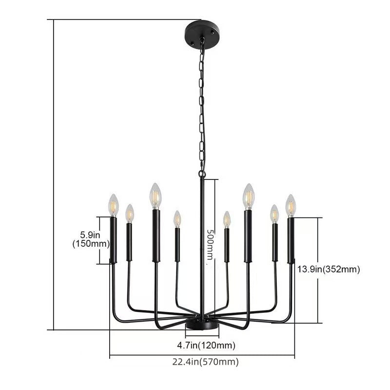 Modern Industrial Multi-Armed Minimalist Candle Holder Chandelier Pendant Light | Kelmera