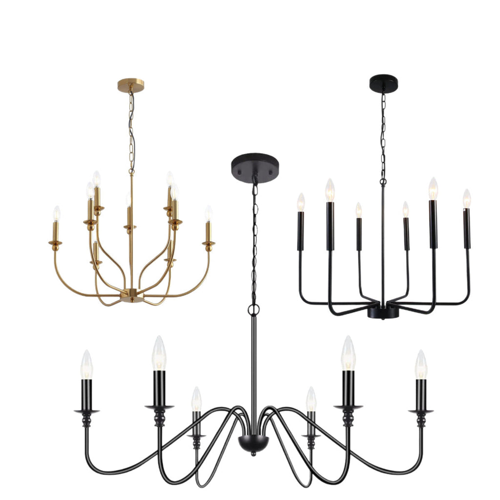 Modern Industrial Multi-Armed Minimalist Candle Holder Chandelier Pendant Light | Kelmera
