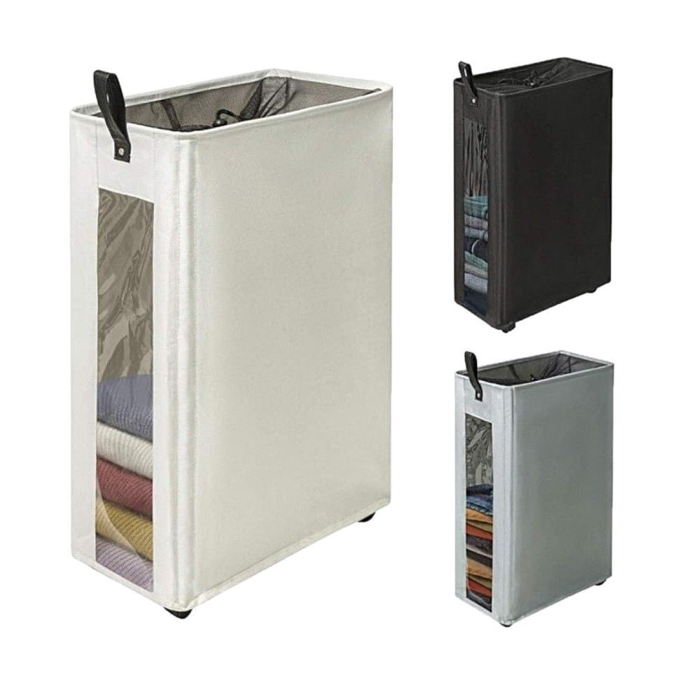 Modern Laundry Basket with Wheels and Viewing Window | Kelmera