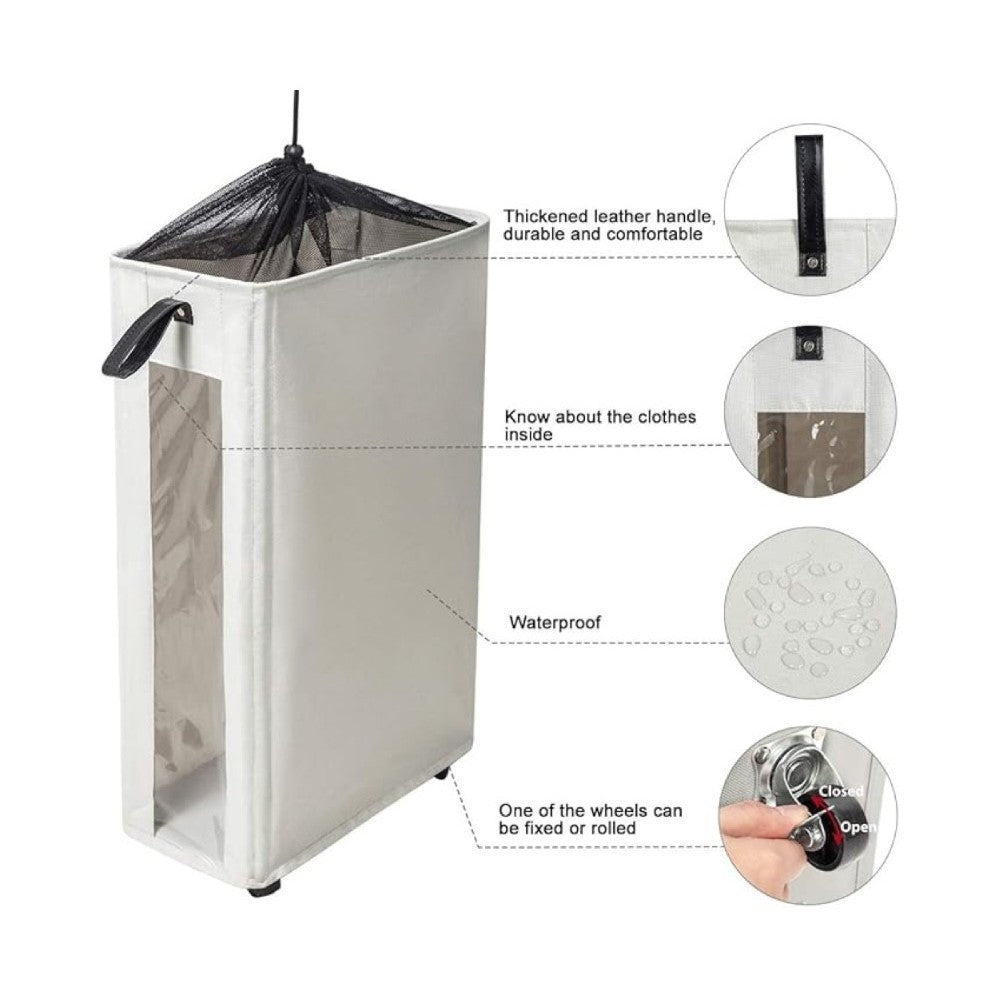 Modern Laundry Basket with Wheels and Viewing Window | Kelmera