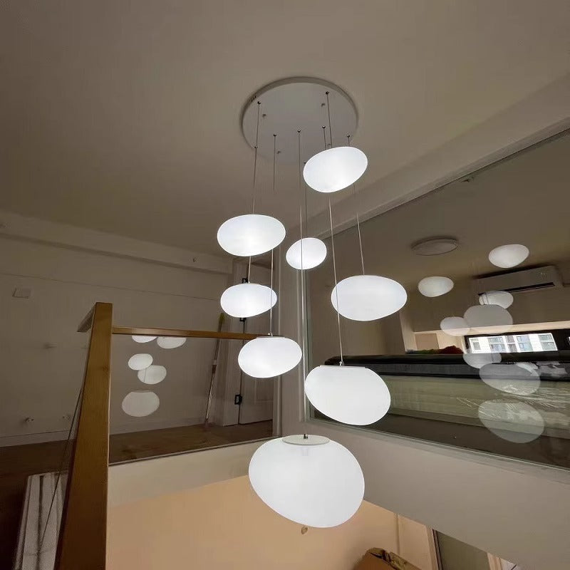 Modern Multi-Level LED Pendant Light with Satin Oval Disc Shades | Kelmera