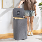 Modern Waste Separation Container with Removable Inner Insert and Bamboo Lid | Kelmera