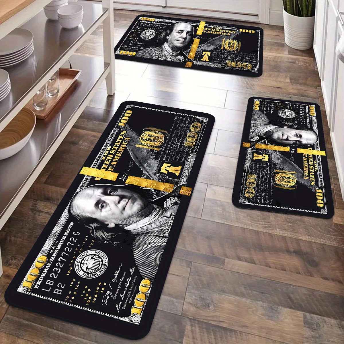 Money-Themed Anti-Fatigue Kitchen Mat | Kelmera