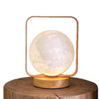 Moon Globe Ambient Table Lamp with Wooden Base and Copper Frame | Kelmera