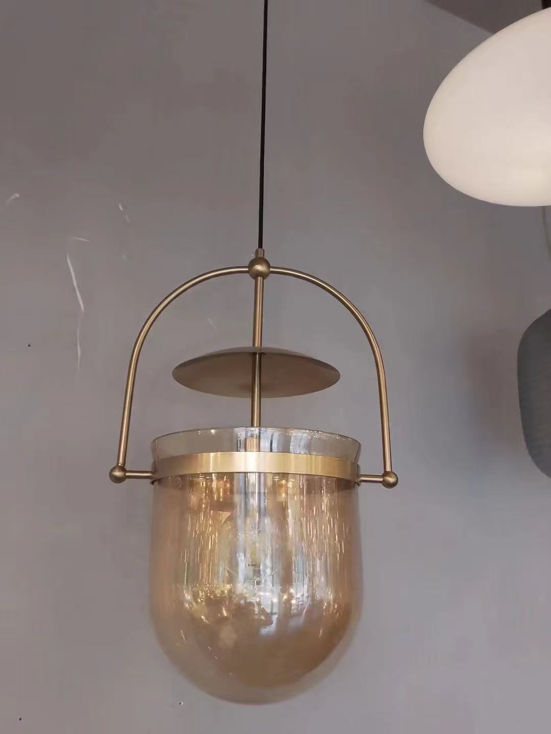 Mouth-Blown Glass Dome Pendant Light with Arch Frame | Kelmera