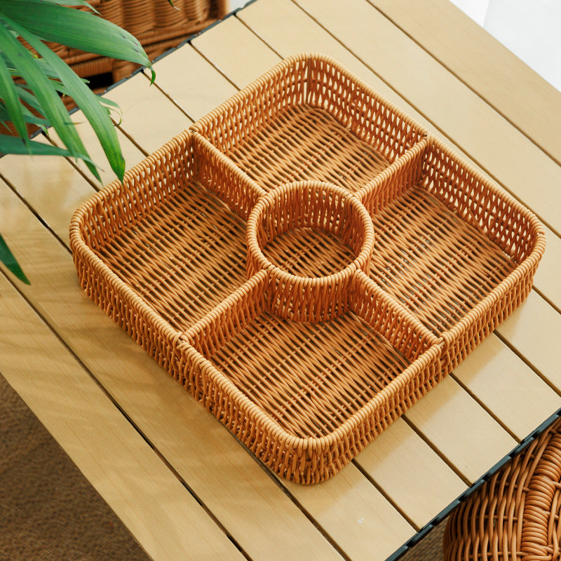 Multi-Compartment Woven Storage Basket | Kelmera