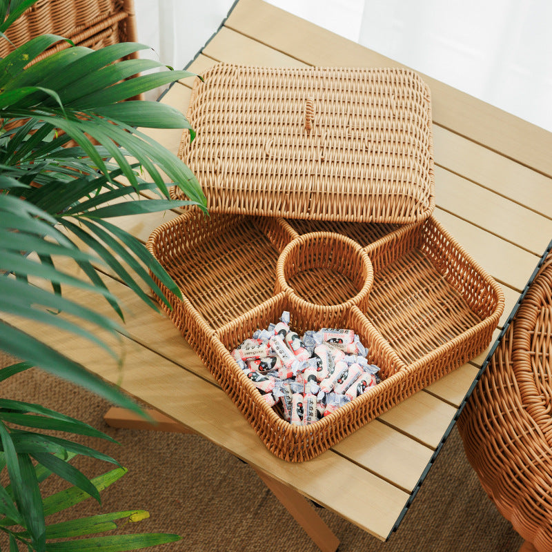 Multi-Compartment Woven Storage Basket | Kelmera