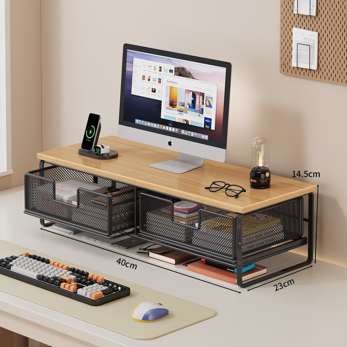 Multi-Function Desk Organizer with Mesh Storage Boxes | Kelmera