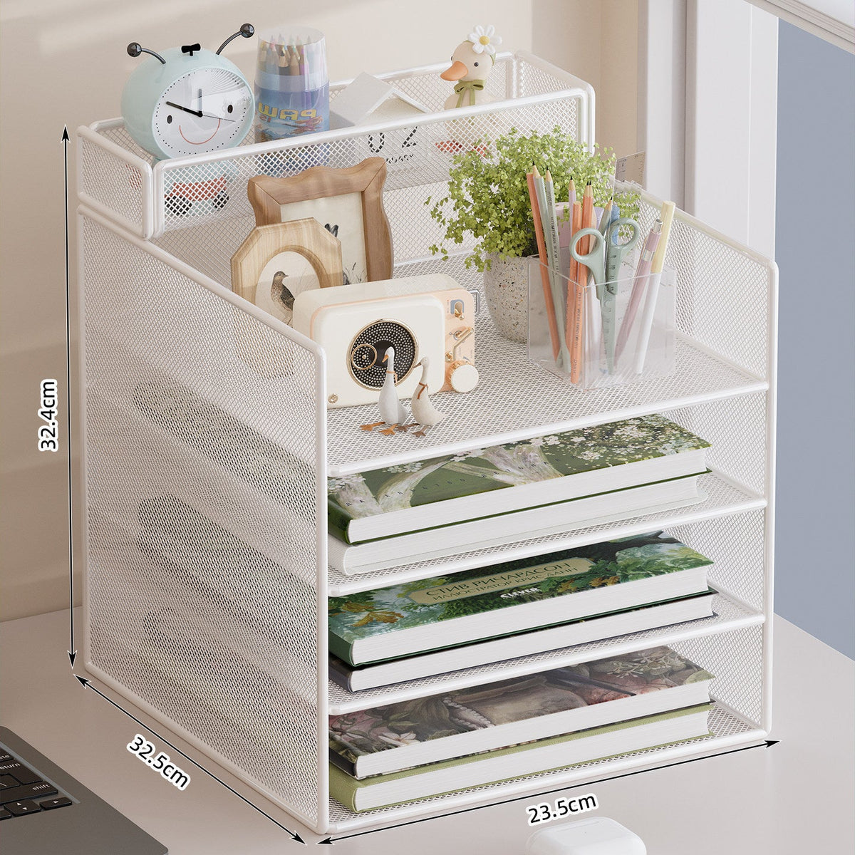 Multi-Tier Mesh Desktop Organizer with Document Holders | Kelmera