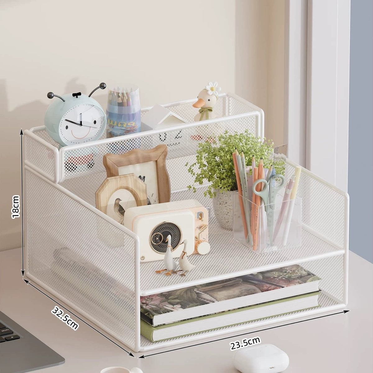 Multi-Tier Mesh Desktop Organizer with Document Holders | Kelmera