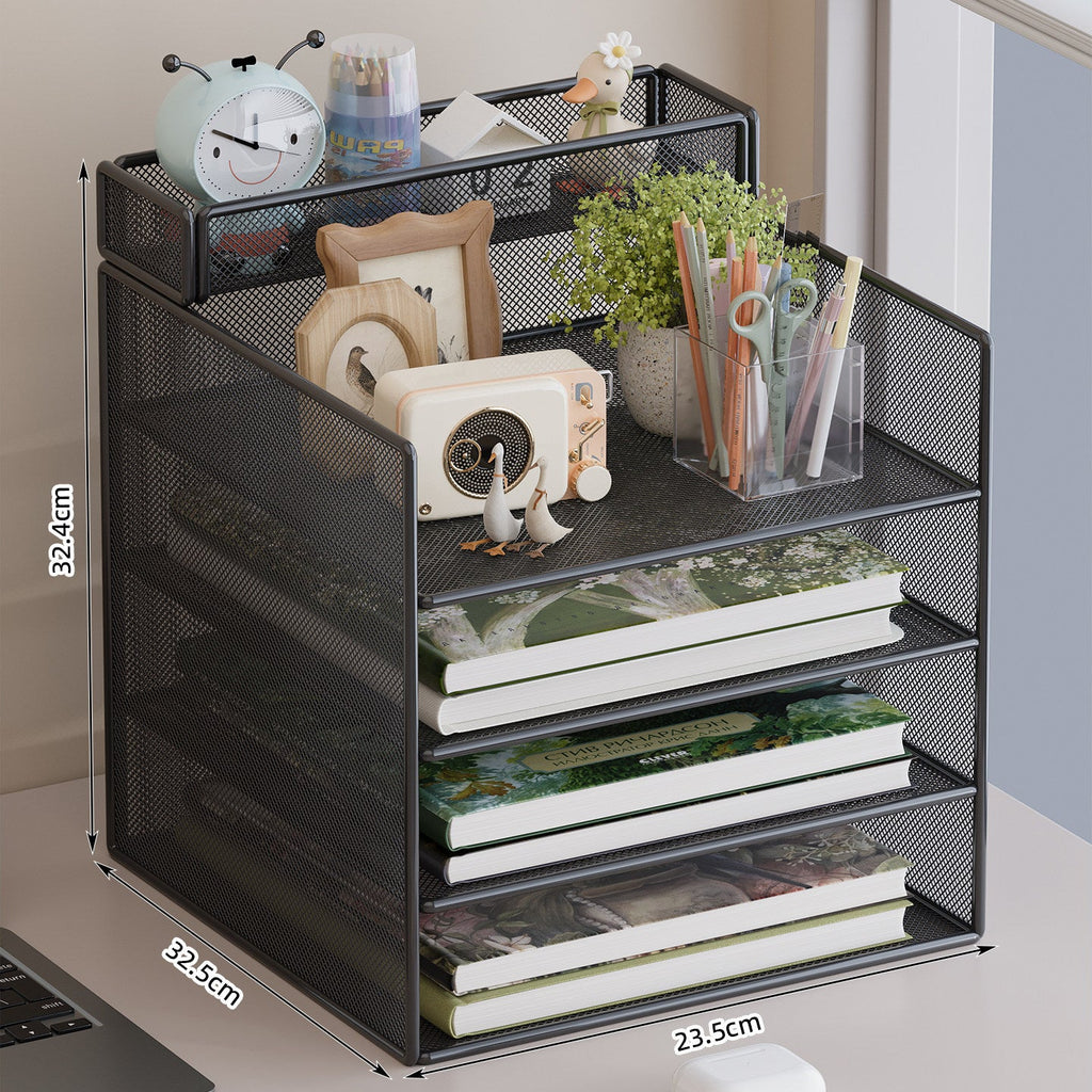 Multi-Tier Mesh Desktop Organizer with Document Holders | Kelmera