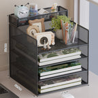 Multi-Tier Mesh Desktop Organizer with Document Holders | Kelmera