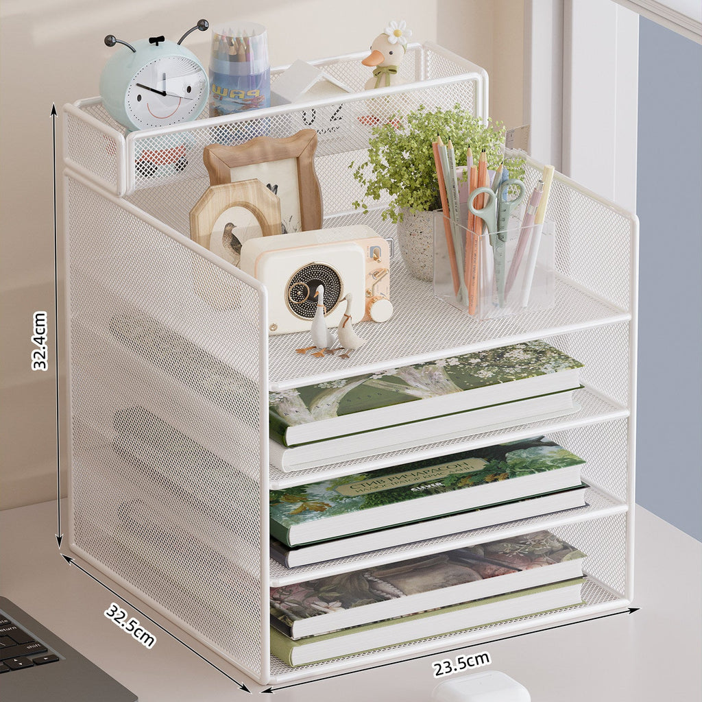 Multi-Tier Mesh Desktop Organizer with Document Holders | Kelmera