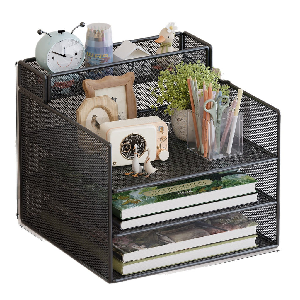 Multi-Tier Mesh Desktop Organizer with Document Holders | Kelmera