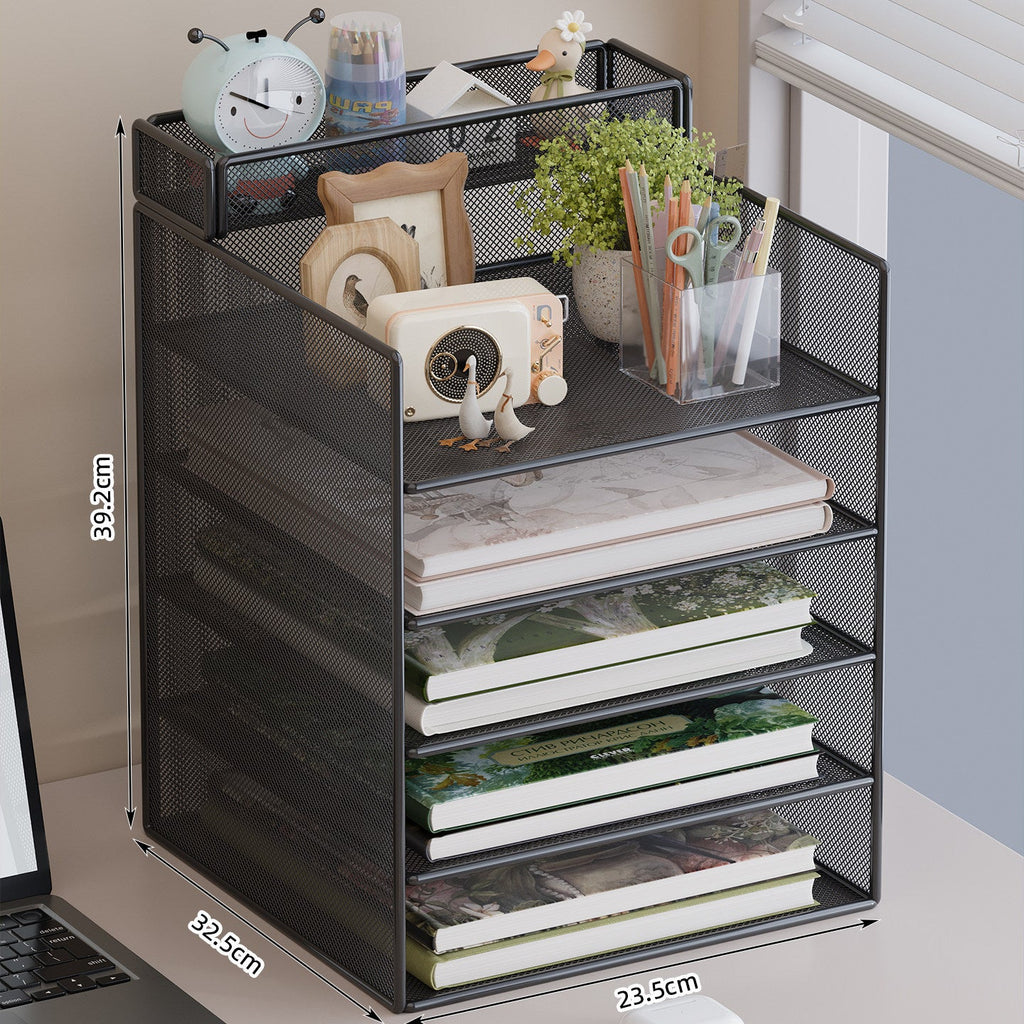 Multi-Tier Mesh Desktop Organizer with Document Holders | Kelmera