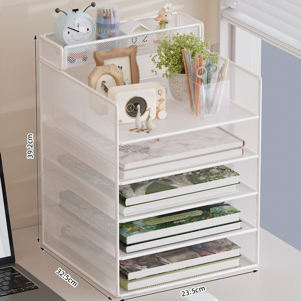 Multi-Tier Mesh Desktop Organizer with Document Holders | Kelmera