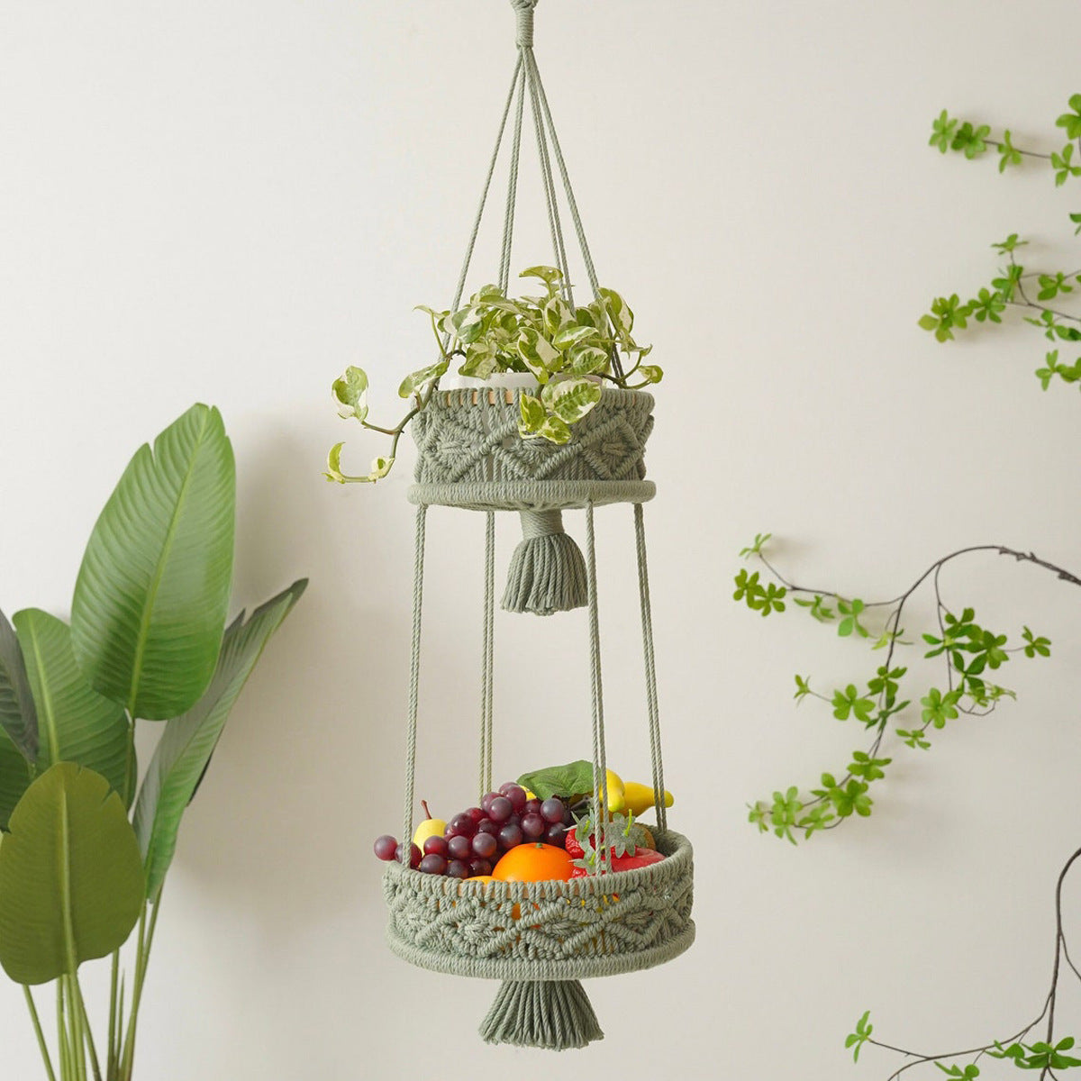 Multi-Tiered Macrame Hanging Storage | Kelmera