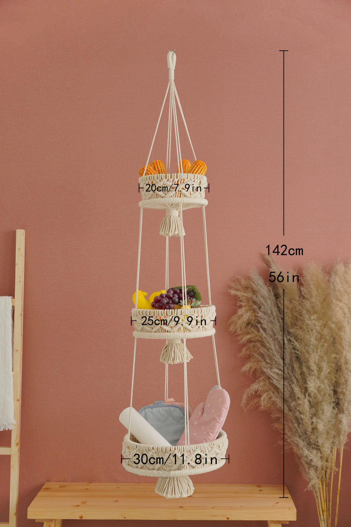 Multi-Tiered Macrame Hanging Storage | Kelmera