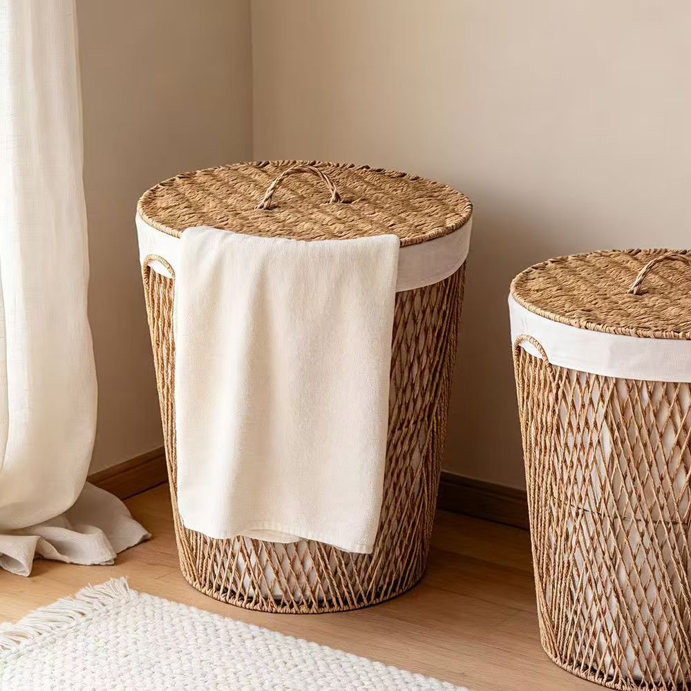 Natural Fiber Laundry Basket with Lid | Kelmera