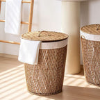 Natural Fiber Laundry Basket with Lid | Kelmera