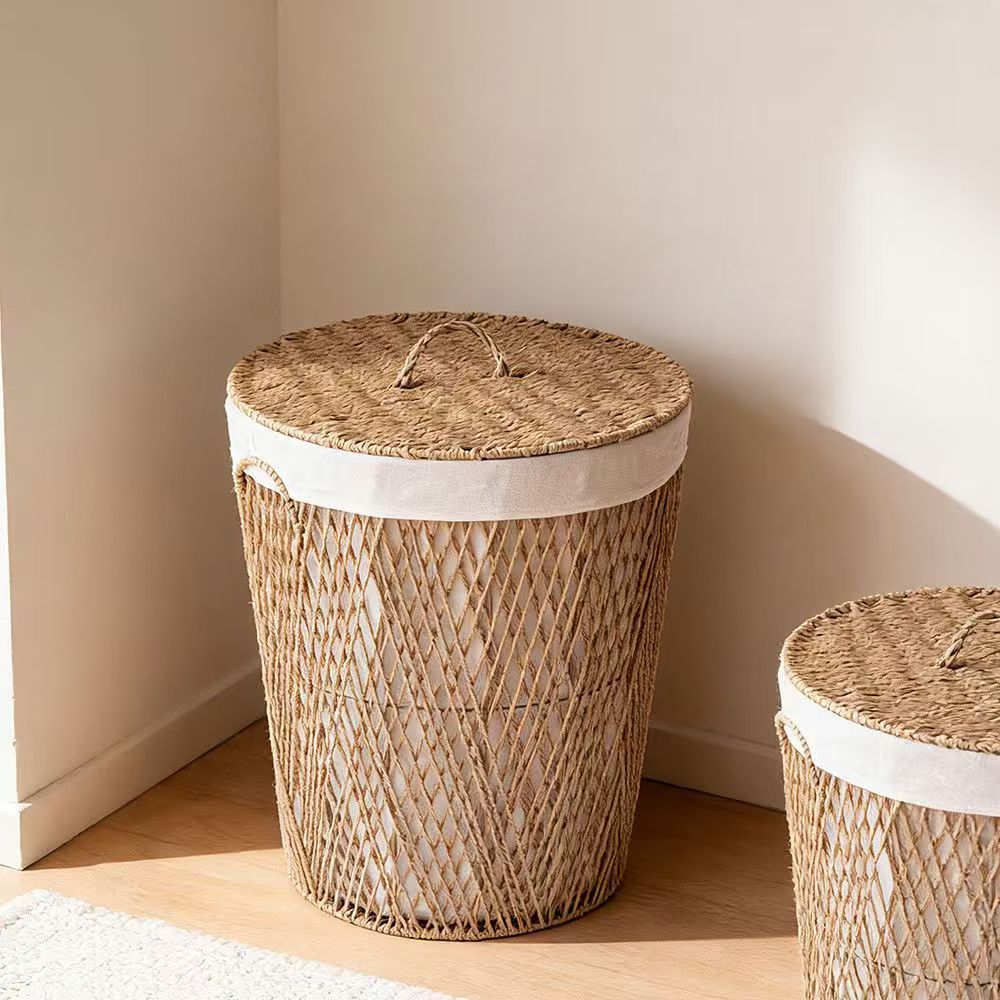 Natural Fiber Laundry Basket with Lid | Kelmera