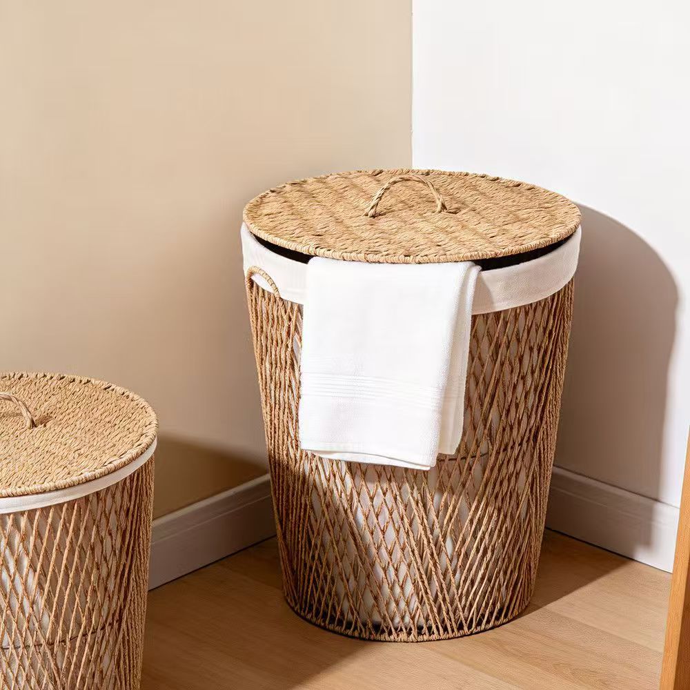 Natural Fiber Laundry Basket with Lid | Kelmera