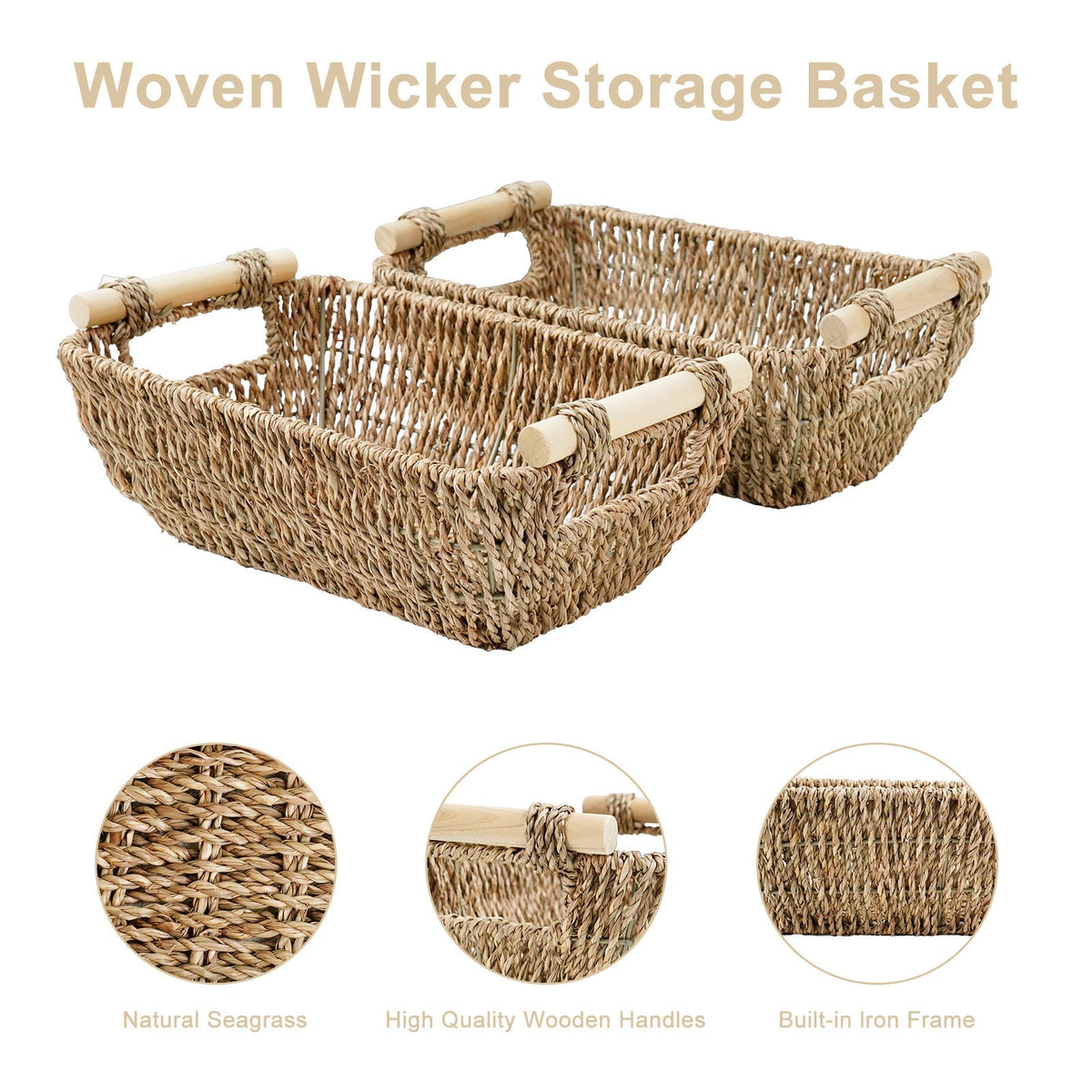 Natural Fiber Storage Basket with Handles | Kelmera