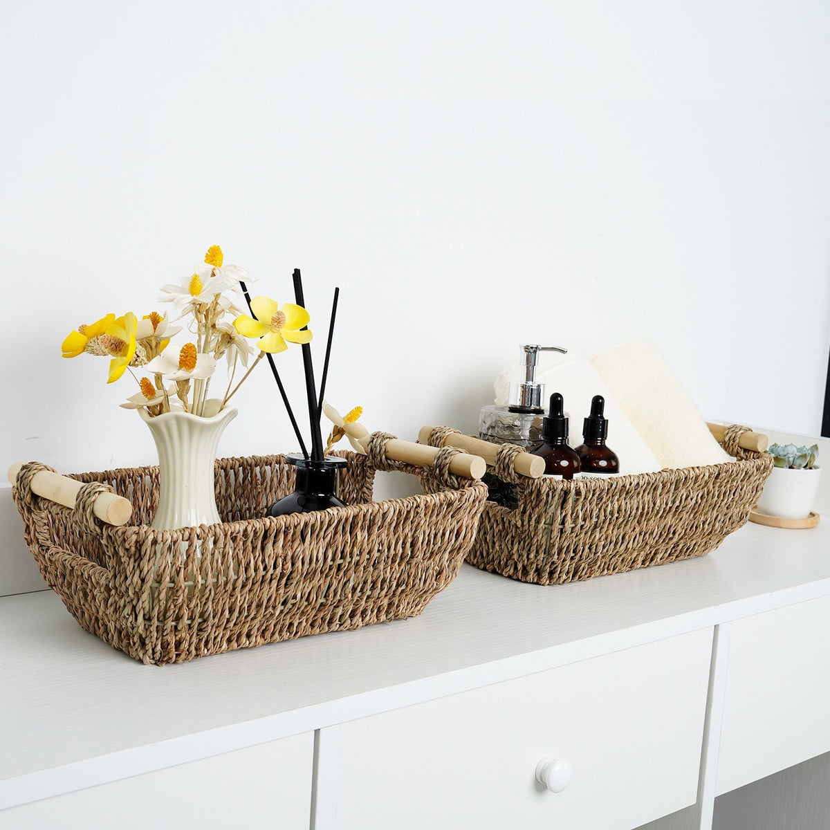 Natural Fiber Storage Basket with Handles | Kelmera