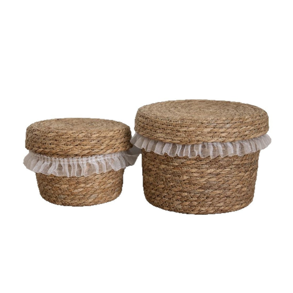 Natural Fiber Storage Basket with Ruffled Edge | Kelmera