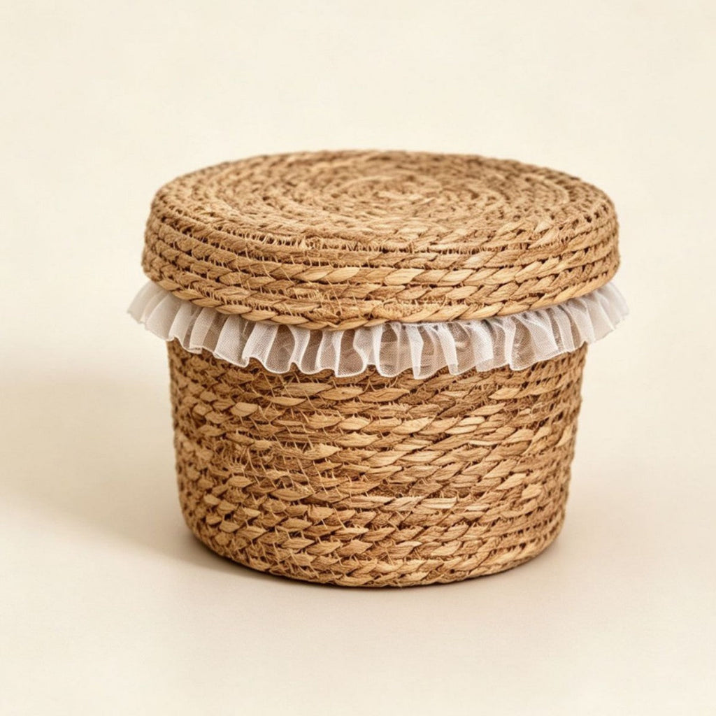 Natural Fiber Storage Basket with Ruffled Edge | Kelmera