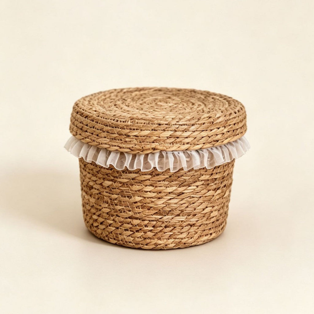 Natural Fiber Storage Basket with Ruffled Edge | Kelmera