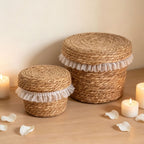 Natural Fiber Storage Basket with Ruffled Edge | Kelmera