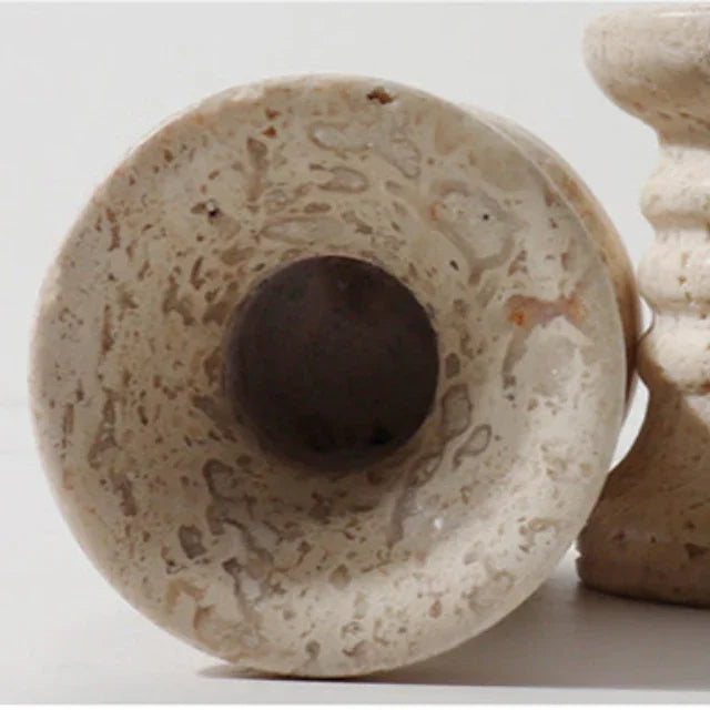 Oldelta Travertine Candle Holders