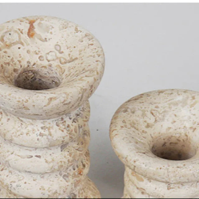 Oldelta Travertine Candle Holders