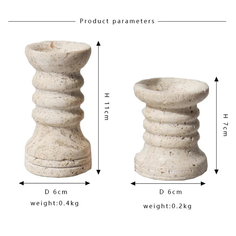Oldelta Travertine Candle Holders